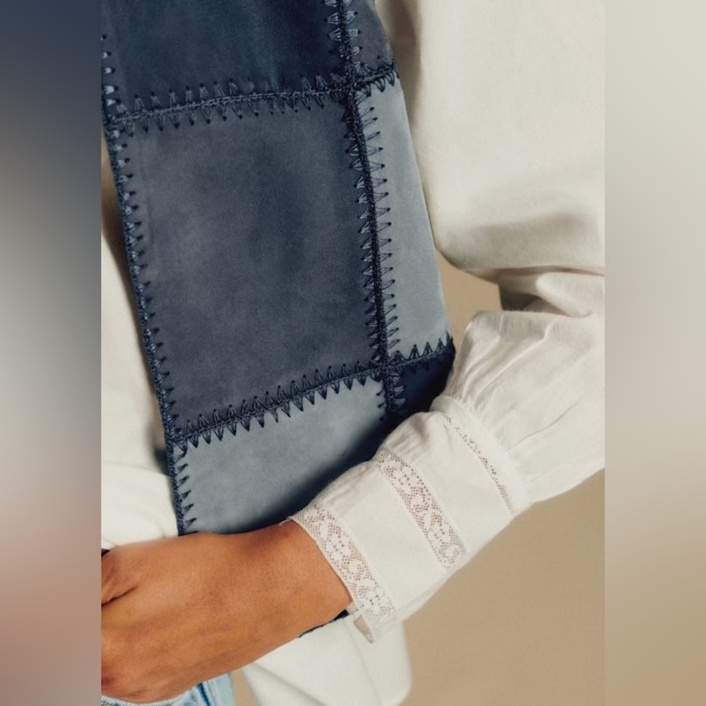 Sezane Eliot Jacket Suede Patchwork Vest - image 6